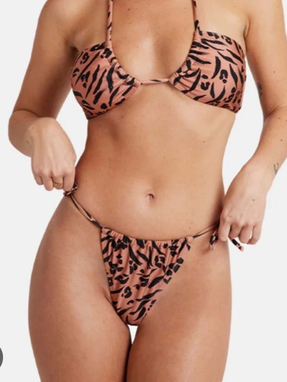 NEW Cupshe Brown Animal Print Tie-Side Bikini - Picture 2 of 6